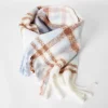 BERSHKA Écharpe à carreaux Bleu Flash Sale