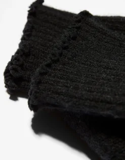 BERSHKA Chauffe-pieds maille Noir Outlet