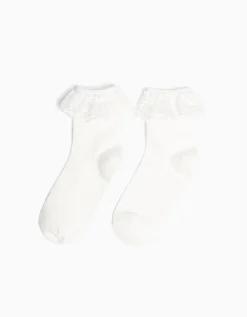 BERSHKA Chaussettes volants Blanc Shop