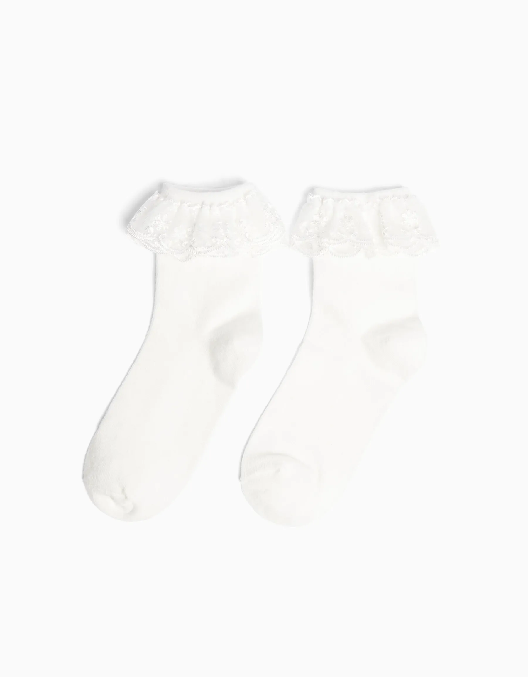 BERSHKA Chaussettes volants Blanc Shop