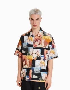 BERSHKA Chemise manches courtes imprimé TOKYO REVENGERS Multicouleur Sale