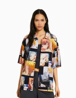 BERSHKA Chemise manches courtes imprimé TOKYO REVENGERS Multicouleur Online