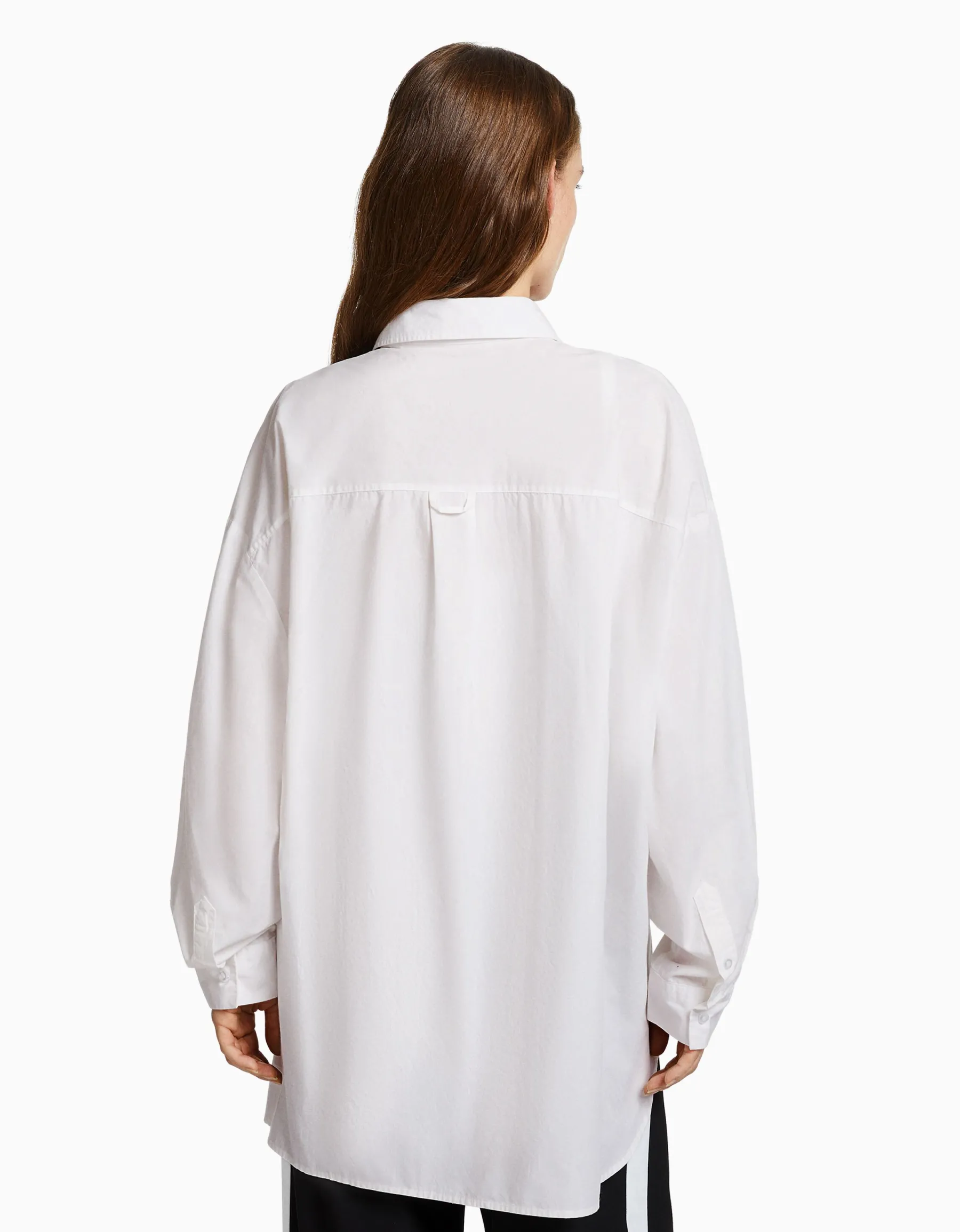 BERSHKA Chemise manches longues overzise popeline Vert Store