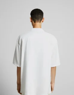 BERSHKA Chemisette loose fit rustique Blanc New