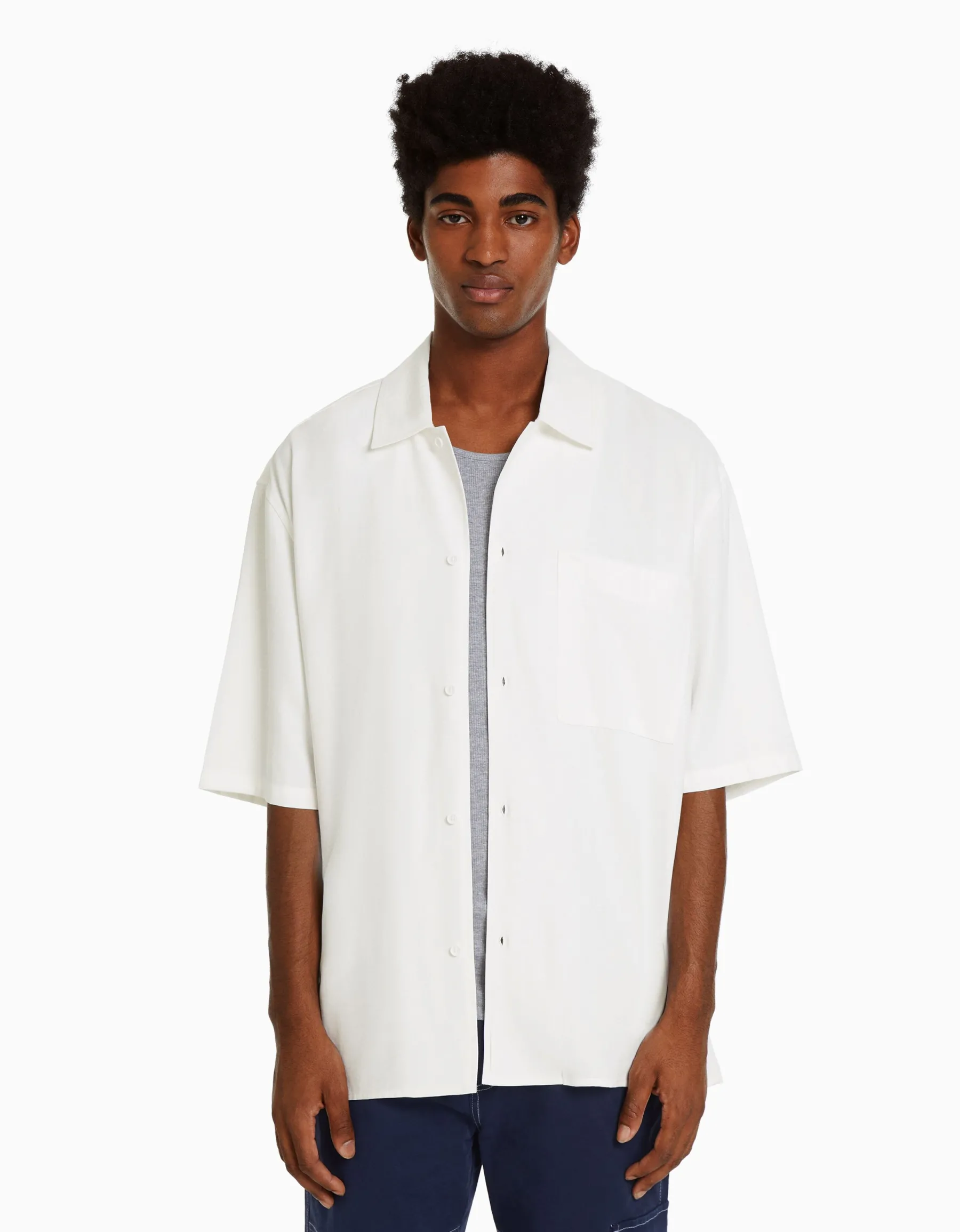 BERSHKA Chemisette relaxed fit Blanc Store