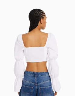 BERSHKA Chemisier corset cropped manches longues Multicouleur Best Sale