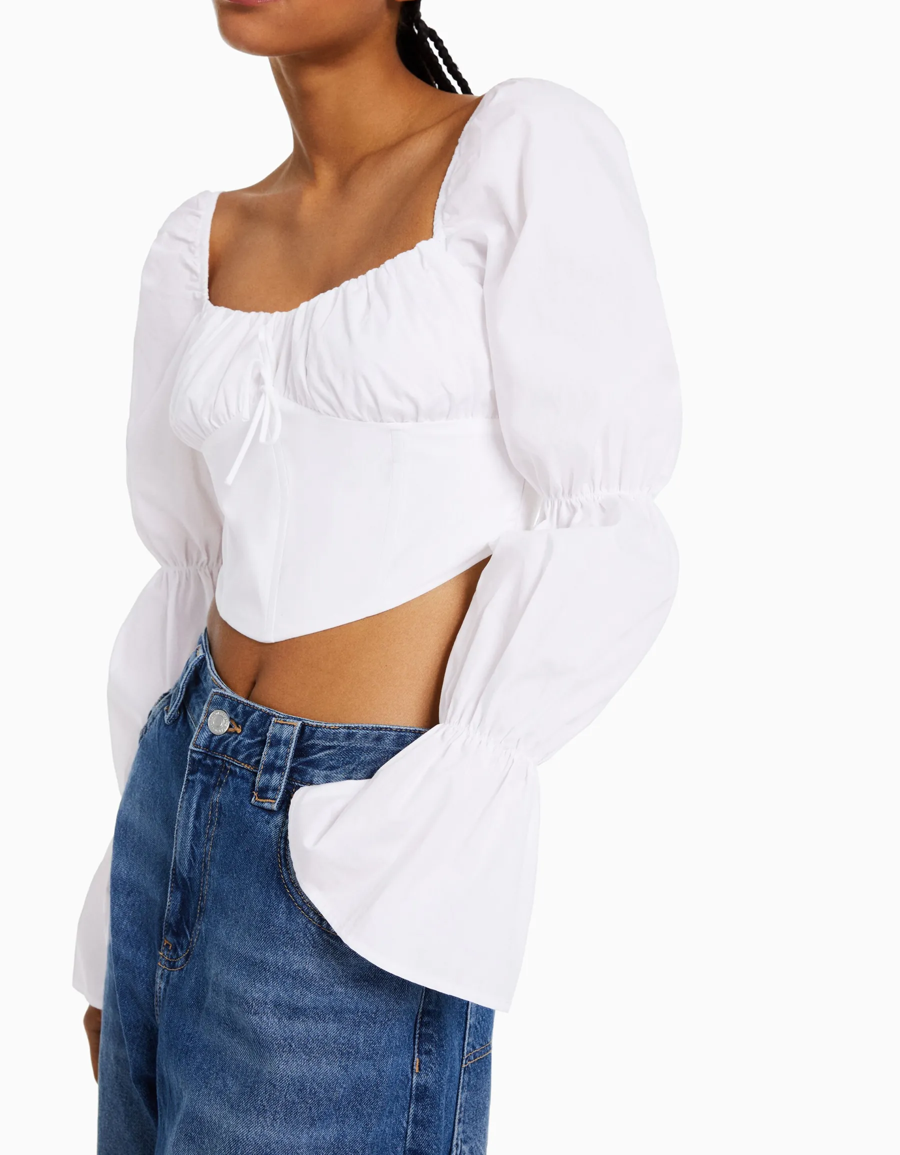 BERSHKA Chemisier corset cropped manches longues Multicouleur Best Sale