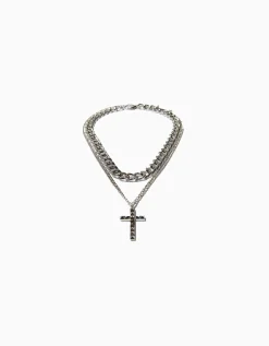 BERSHKA Collier croix Argent Flash Sale