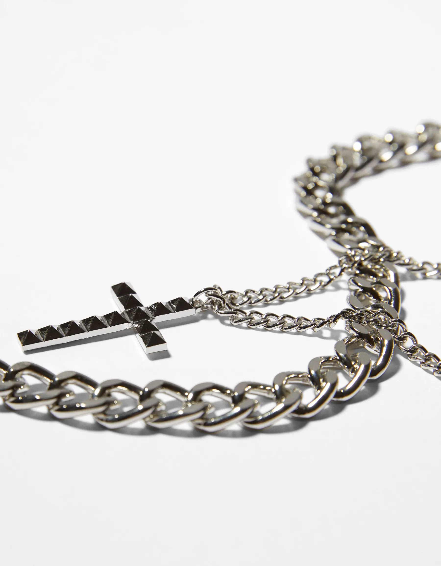 BERSHKA Collier croix Argent Flash Sale