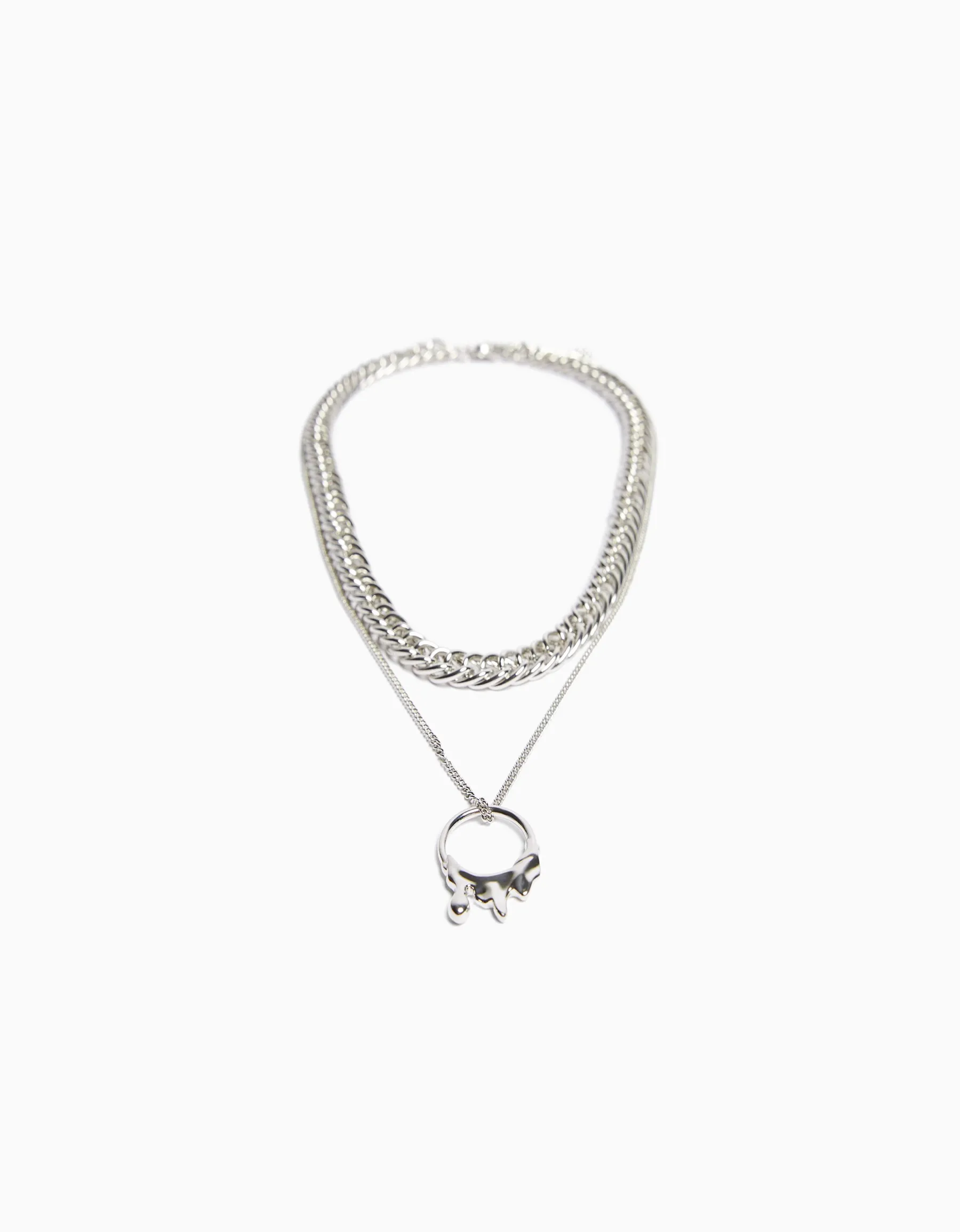 BERSHKA Collier pendentif Argent Flash Sale