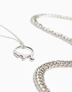 BERSHKA Collier pendentif Argent Flash Sale
