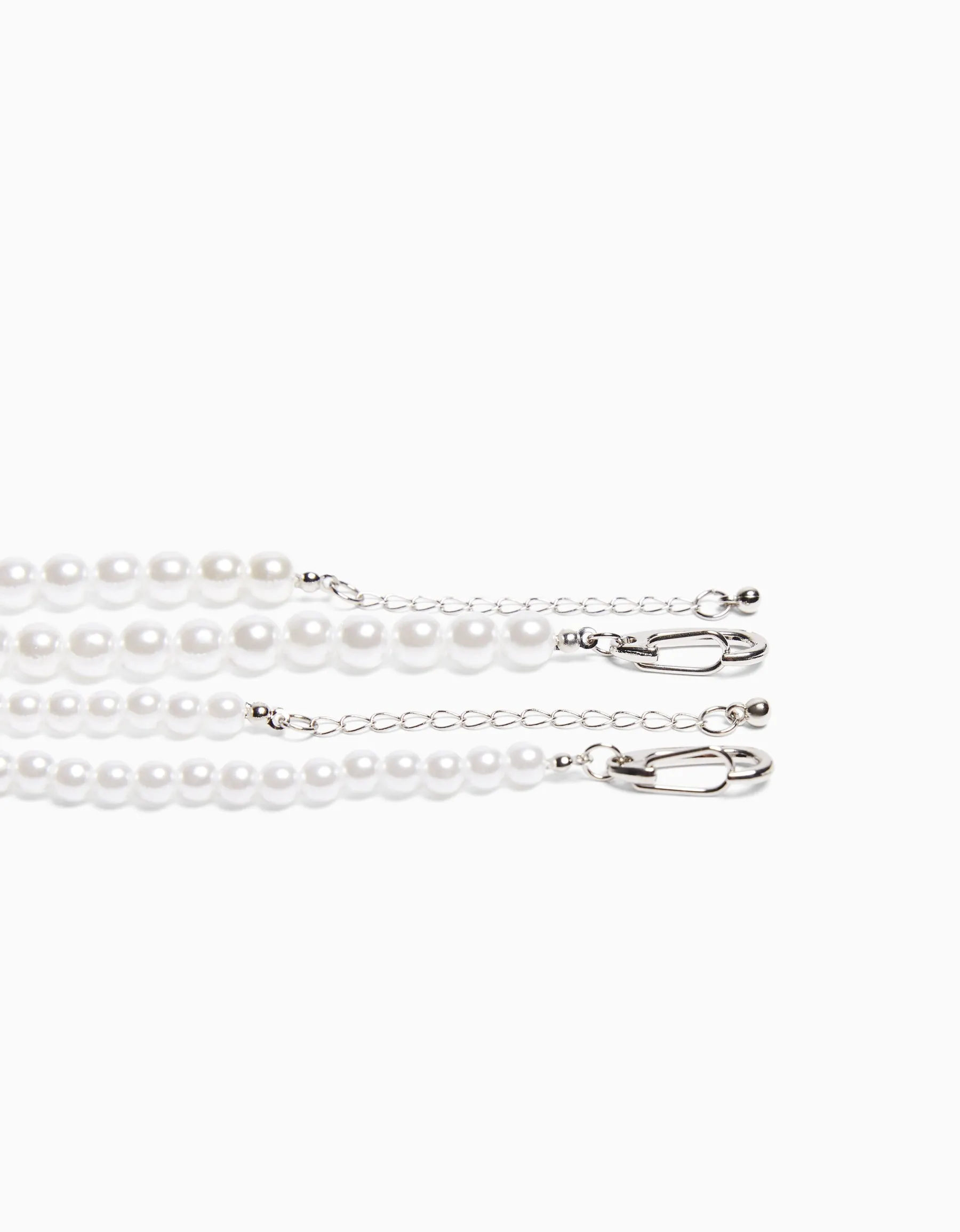 BERSHKA Collier perles Blanc Discount