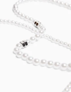 BERSHKA Collier perles Blanc Discount