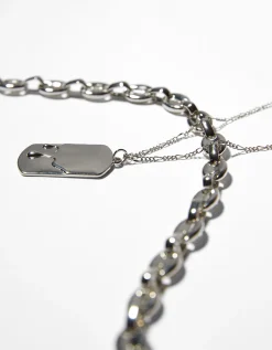 BERSHKA Collier plaque Argent Best Sale