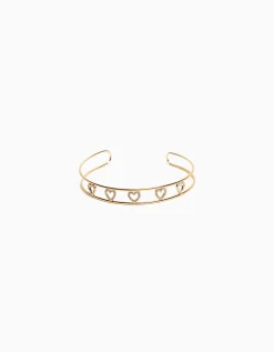 BERSHKA Collier ras du cou rigide cœurs pierres fantaisie Or Flash Sale