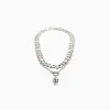 BERSHKA Collier tête de mort Argent Cheap