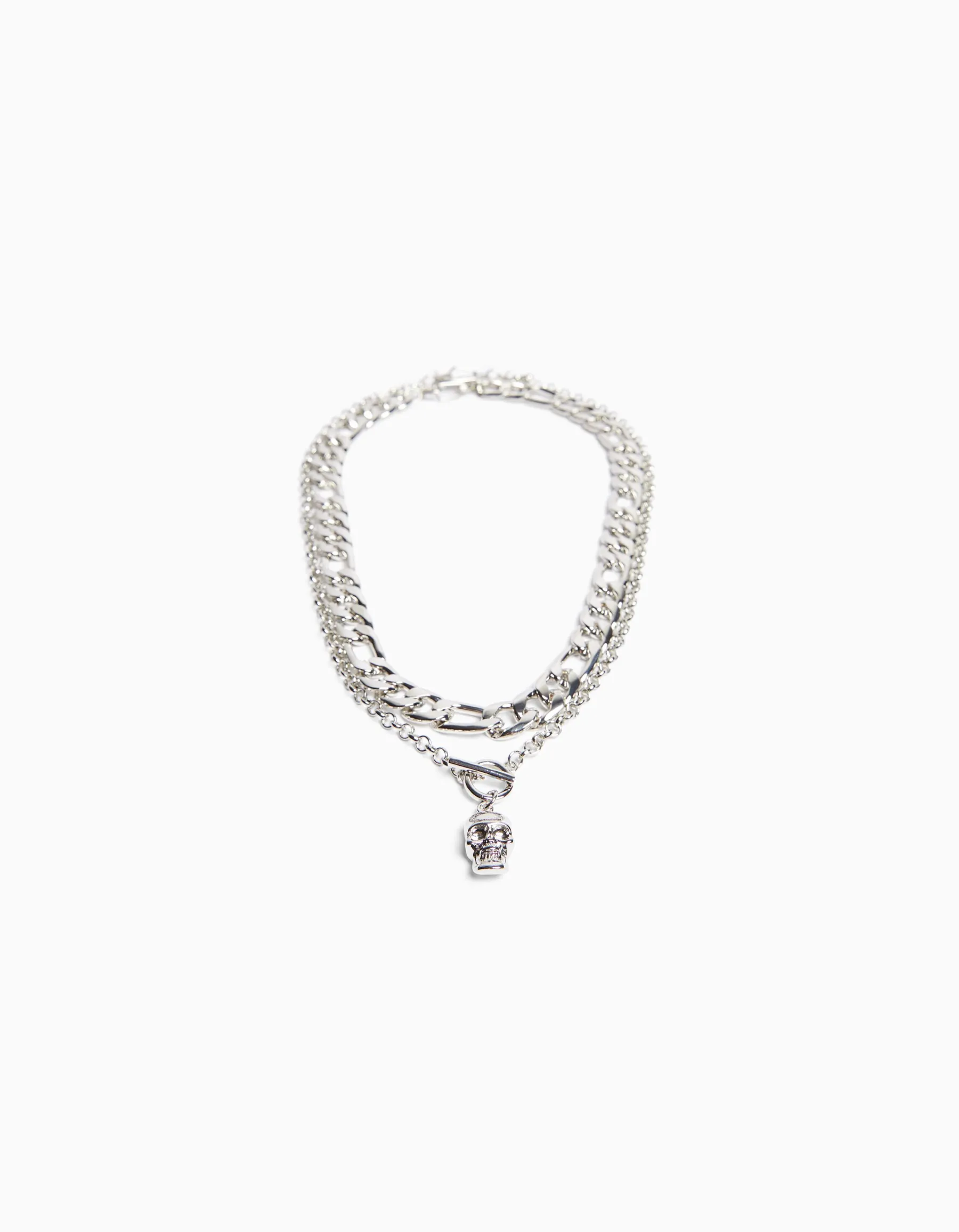 BERSHKA Collier tête de mort Argent Cheap