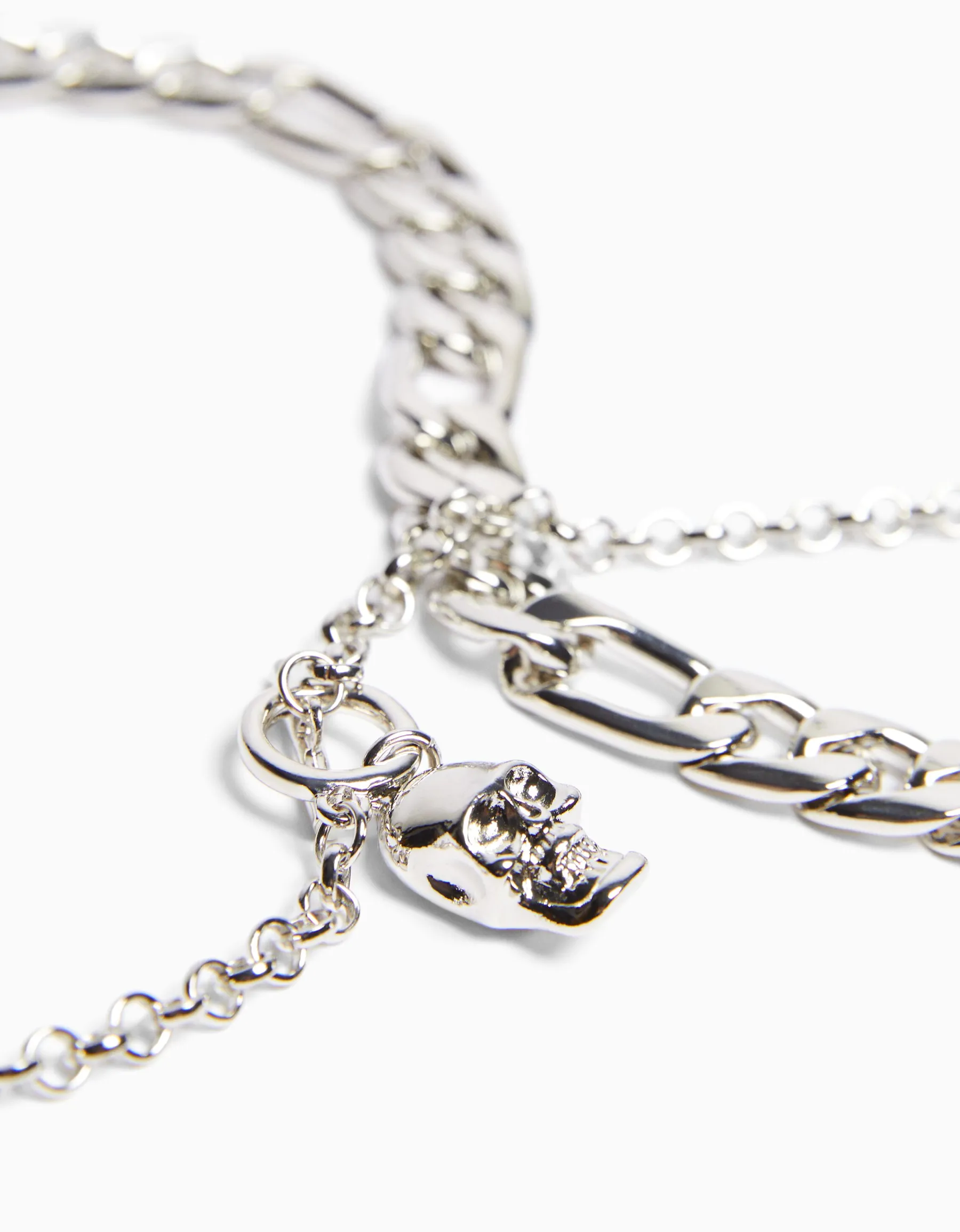 BERSHKA Collier tête de mort Argent Cheap