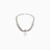 BERSHKA Collier tête de mort croix Argent New