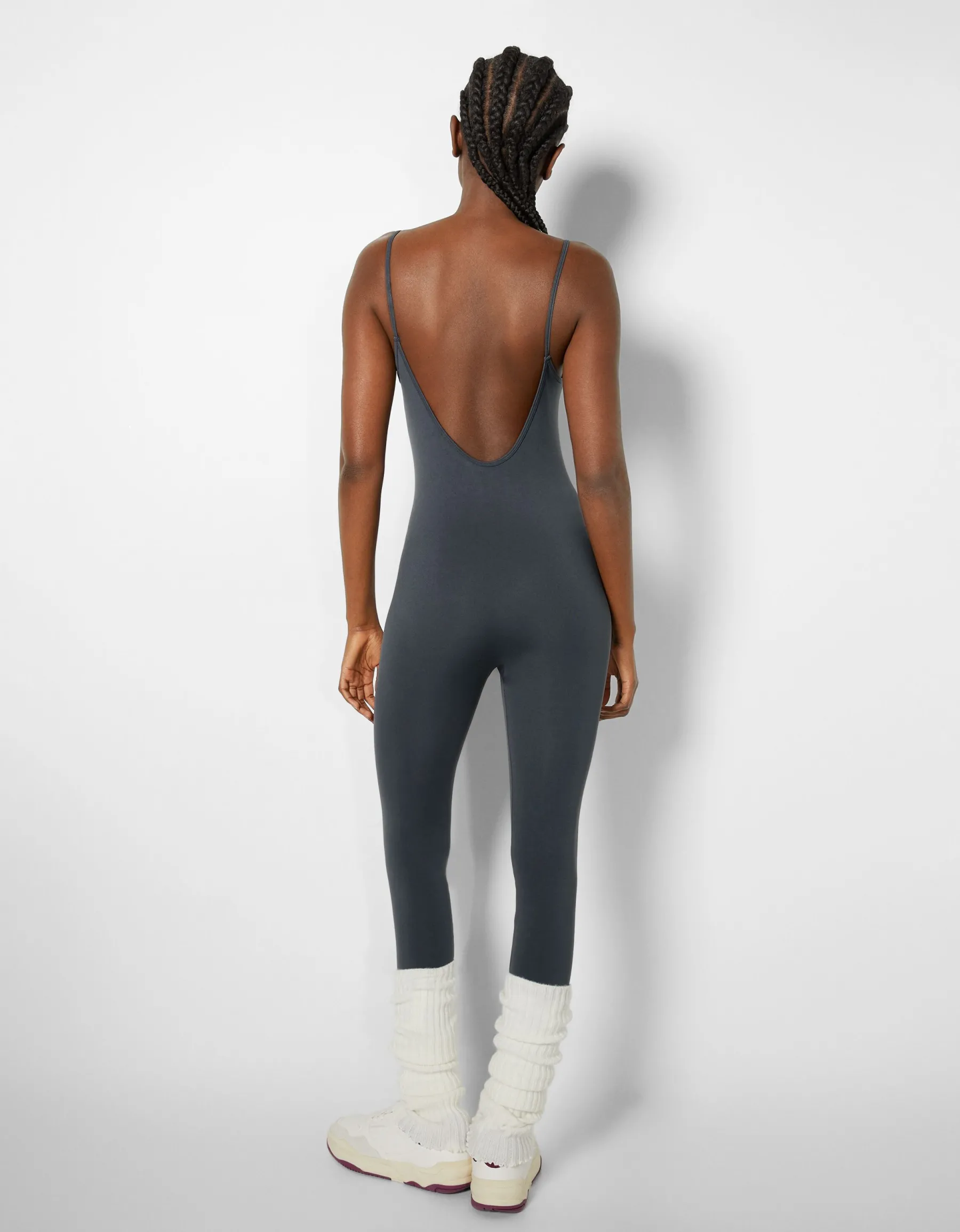 BERSHKA Combi-pantalon bretelles fines seamless Noir Store