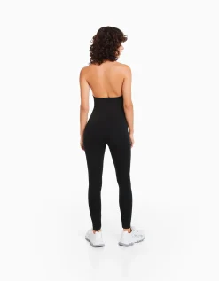 BERSHKA Combi-pantalon seamless Noir Clearance