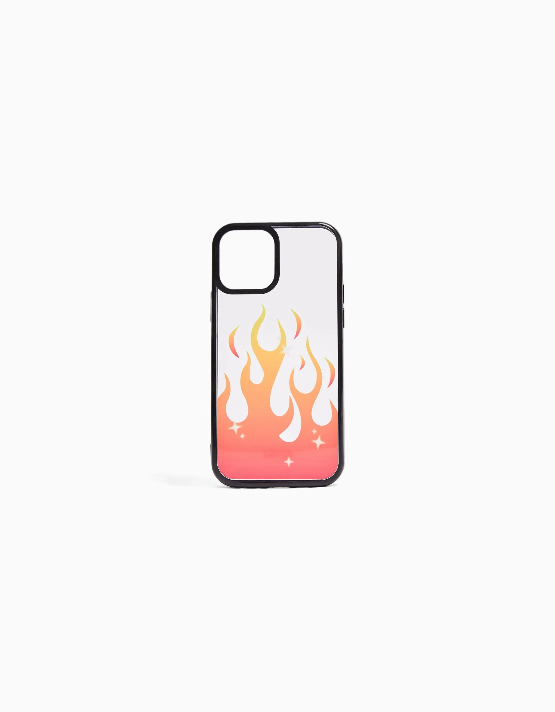 BERSHKA Coque mobile imprimé flammes Noir Clearance