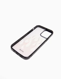 BERSHKA Coque mobile imprimé flammes Noir Clearance