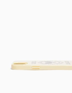 BERSHKA Coque mobile imprimé varsity Blanc cassé New