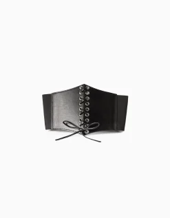 BERSHKA Corset tressé imitation cuir Noir Cheap