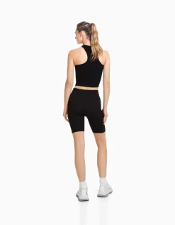 BERSHKA Cycliste seamless bord-côte Noir Store