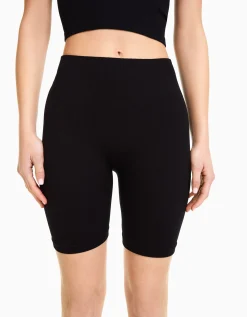 BERSHKA Cycliste seamless bord-côte Noir Store