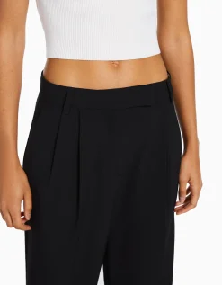 BERSHKA Dad fit - Pantalon tailoring wide leg Marine Cheap