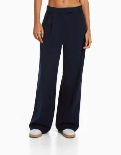 BERSHKA Dad fit - Pantalon tailoring wide leg Marine Discount