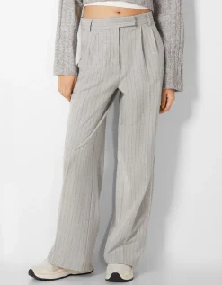 BERSHKA Dad fit - Pantalon tailoring wide leg Marine Best Sale