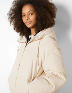 BERSHKA Doudoune capuche oversize Marron New