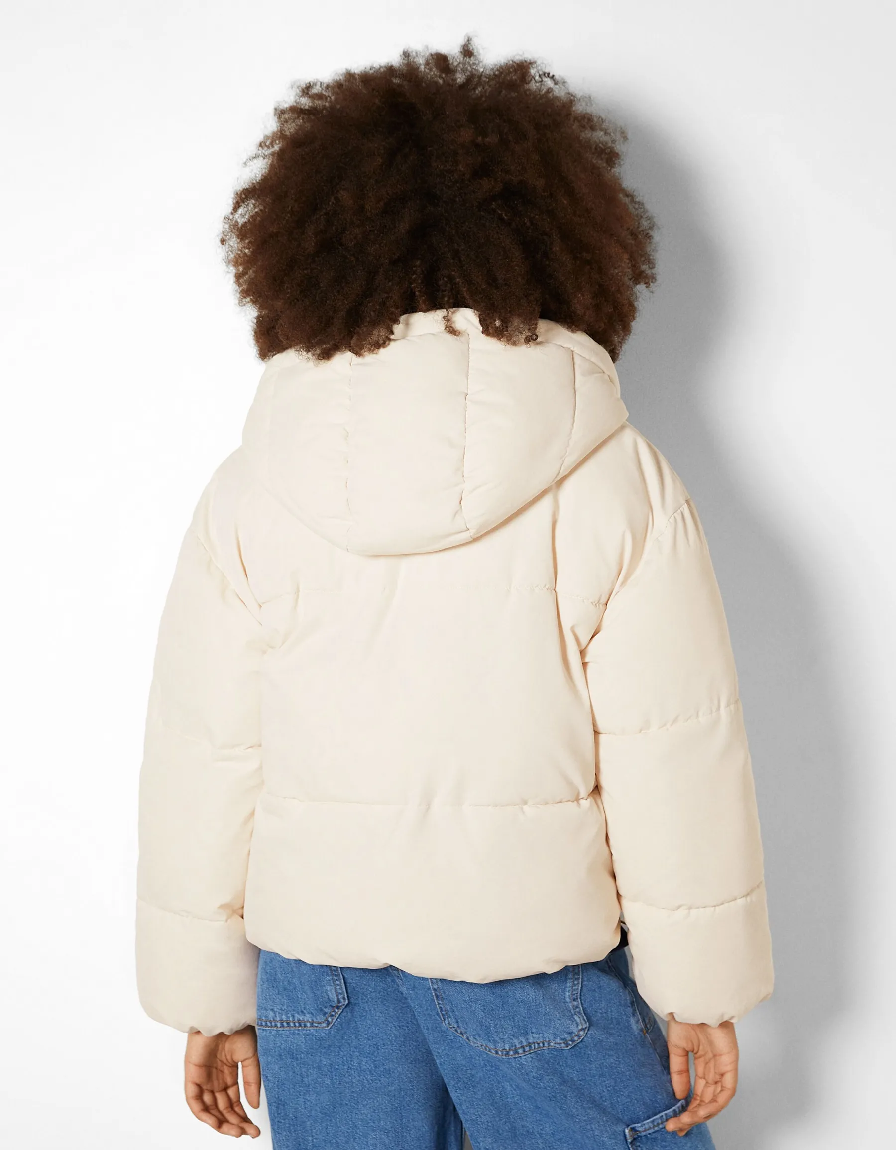 BERSHKA Doudoune capuche oversize Marron Store