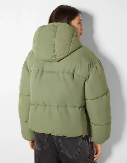 BERSHKA Doudoune capuche oversize Marron Sale