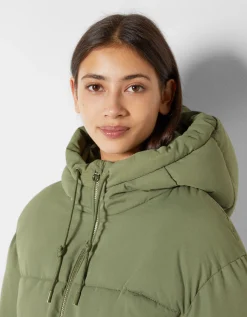 BERSHKA Doudoune capuche oversize Marron Sale