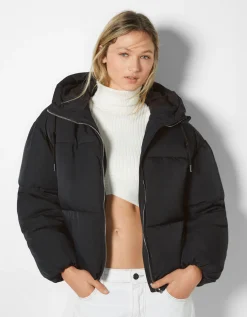 BERSHKA Doudoune capuche oversize Marron Best Sale