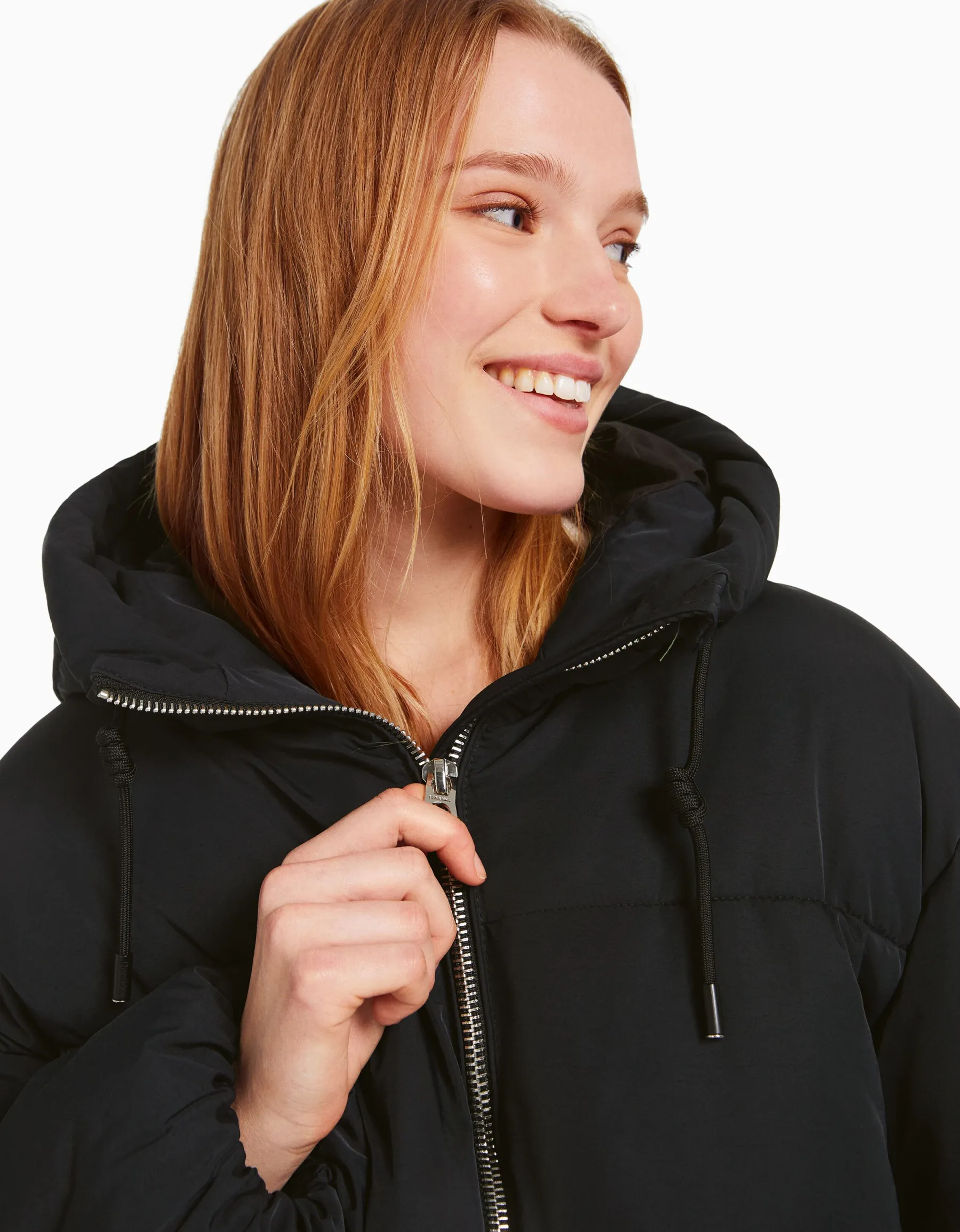 BERSHKA Doudoune capuche oversize Marron Flash Sale