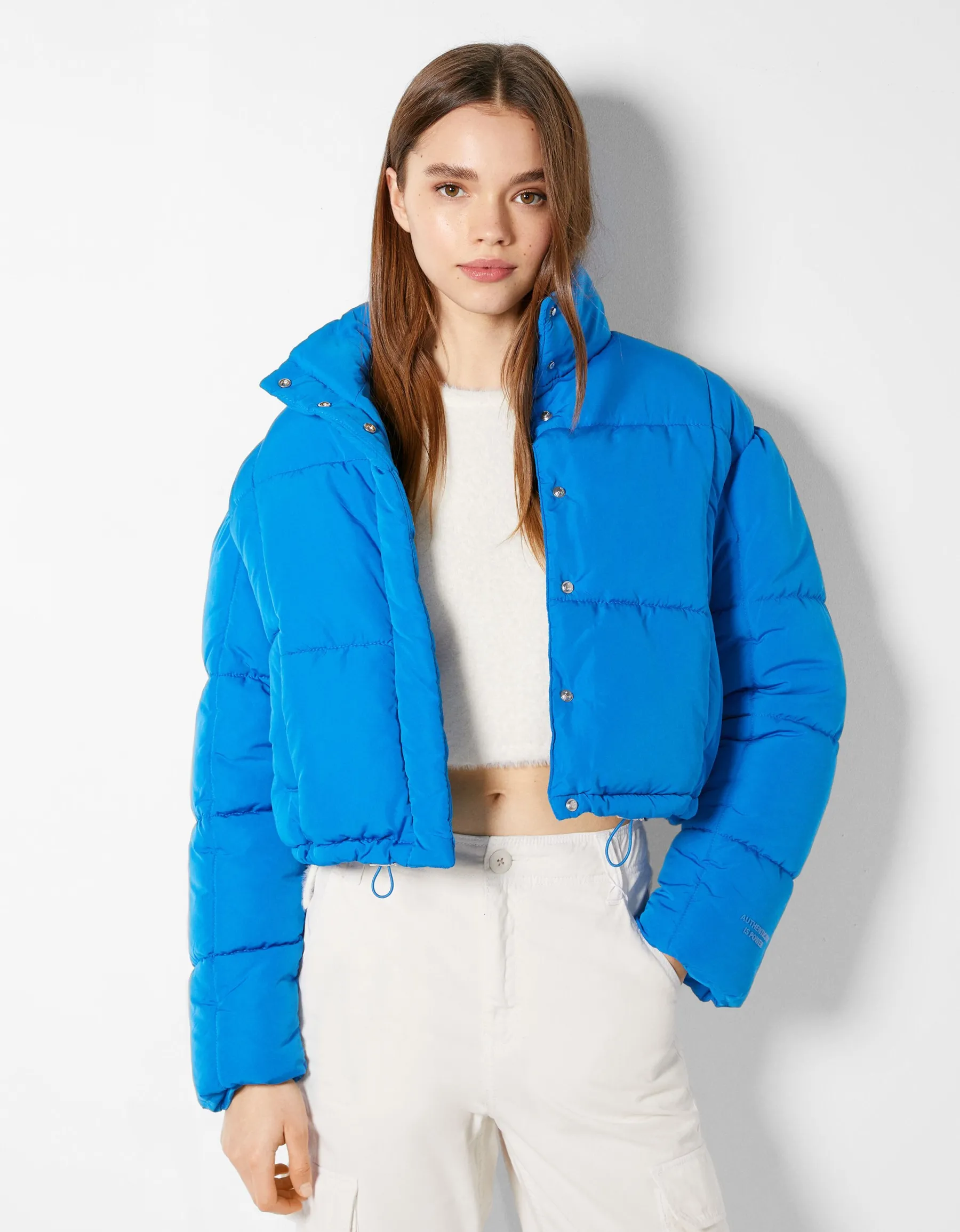 BERSHKA Doudoune courte Bleu Discount