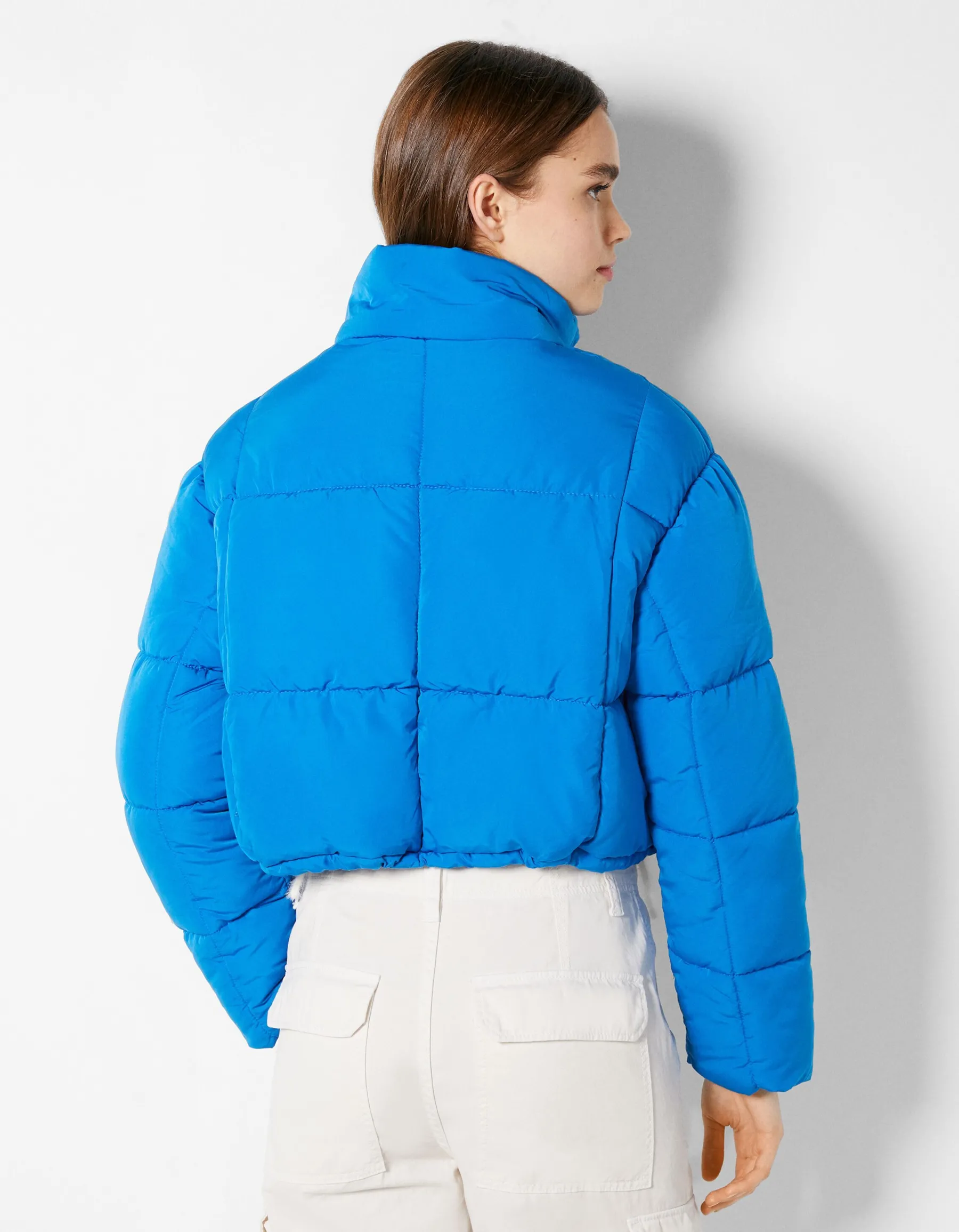 BERSHKA Doudoune courte Bleu Discount