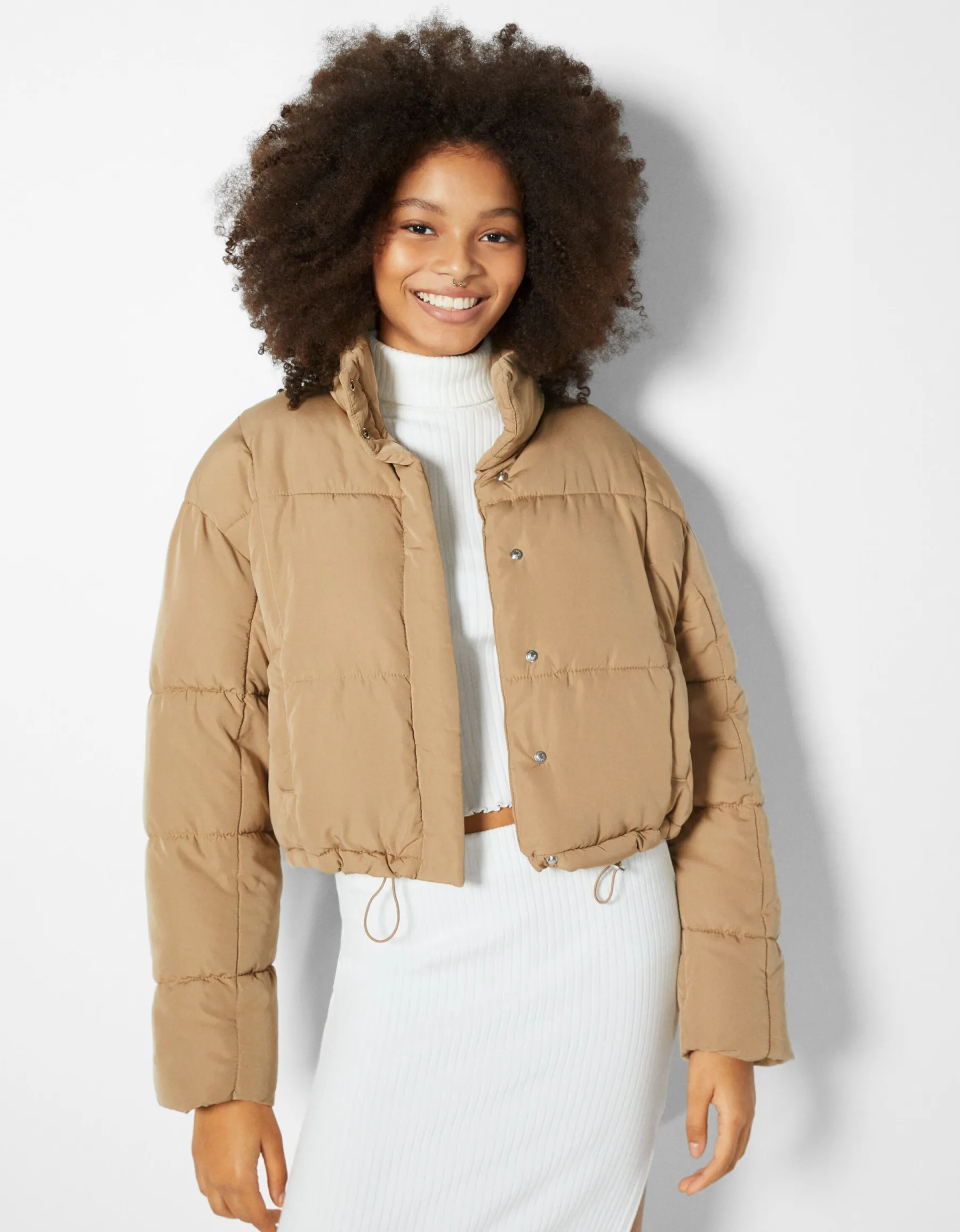 BERSHKA Doudoune courte Bleu Discount