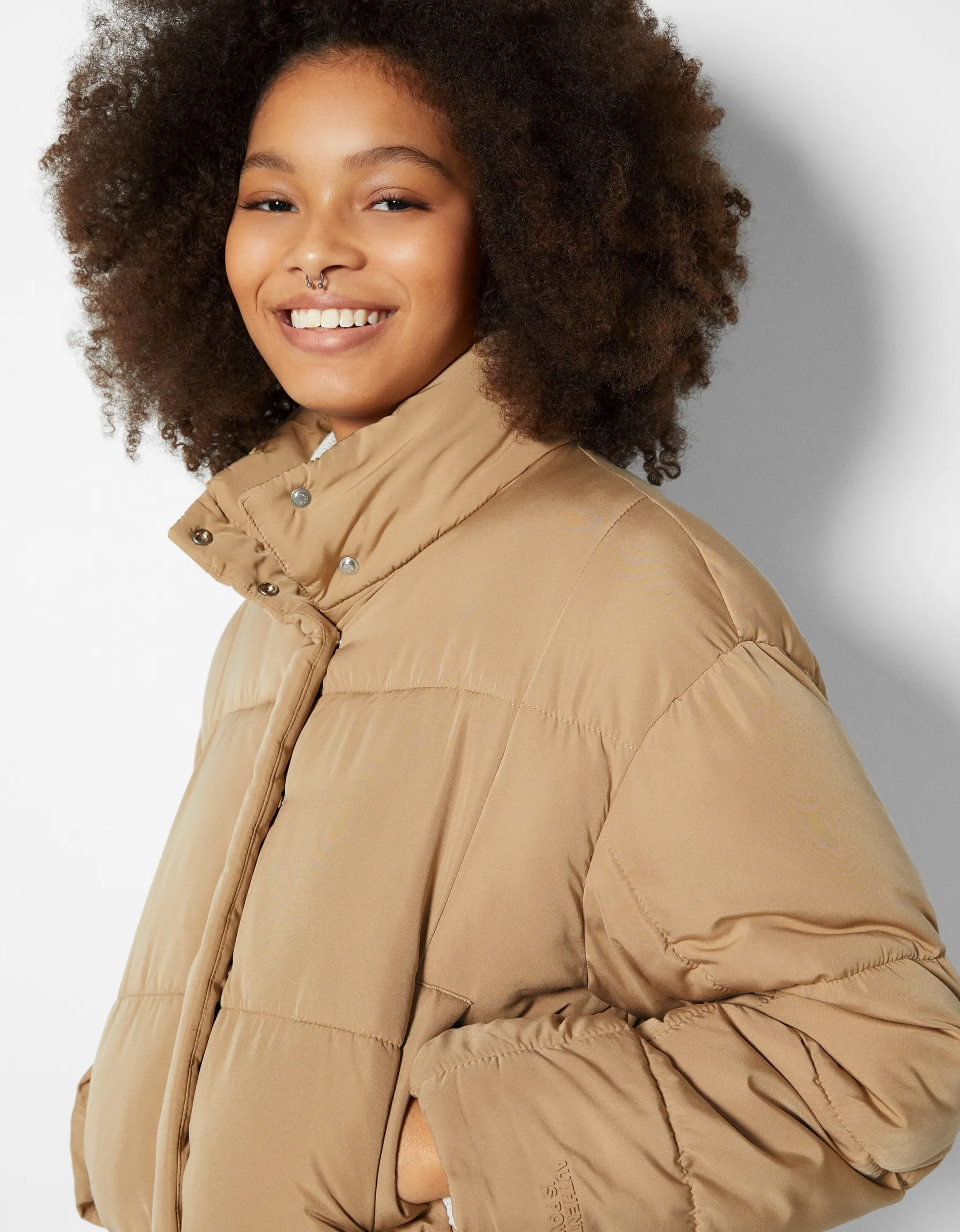 BERSHKA Doudoune courte Bleu Discount