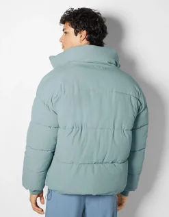 BERSHKA Doudoune oversize Bleu Discount