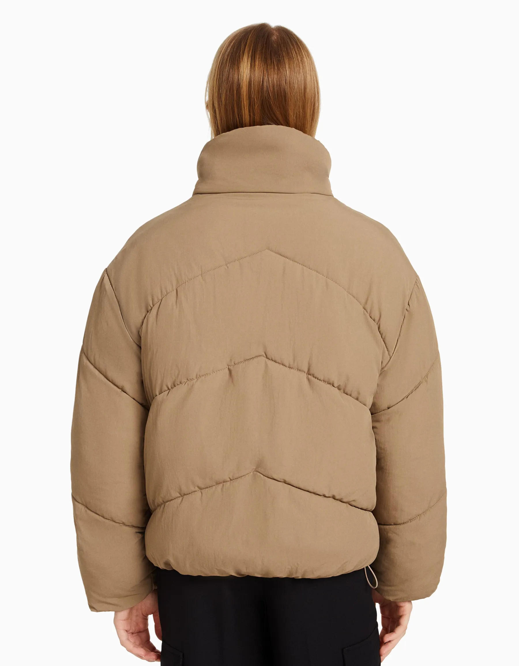 BERSHKA Doudoune oversize Taupe Store