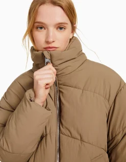 BERSHKA Doudoune oversize Taupe Store