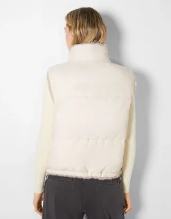 BERSHKA Doudoune polaire sans manches réversible Blanc cassé Sale