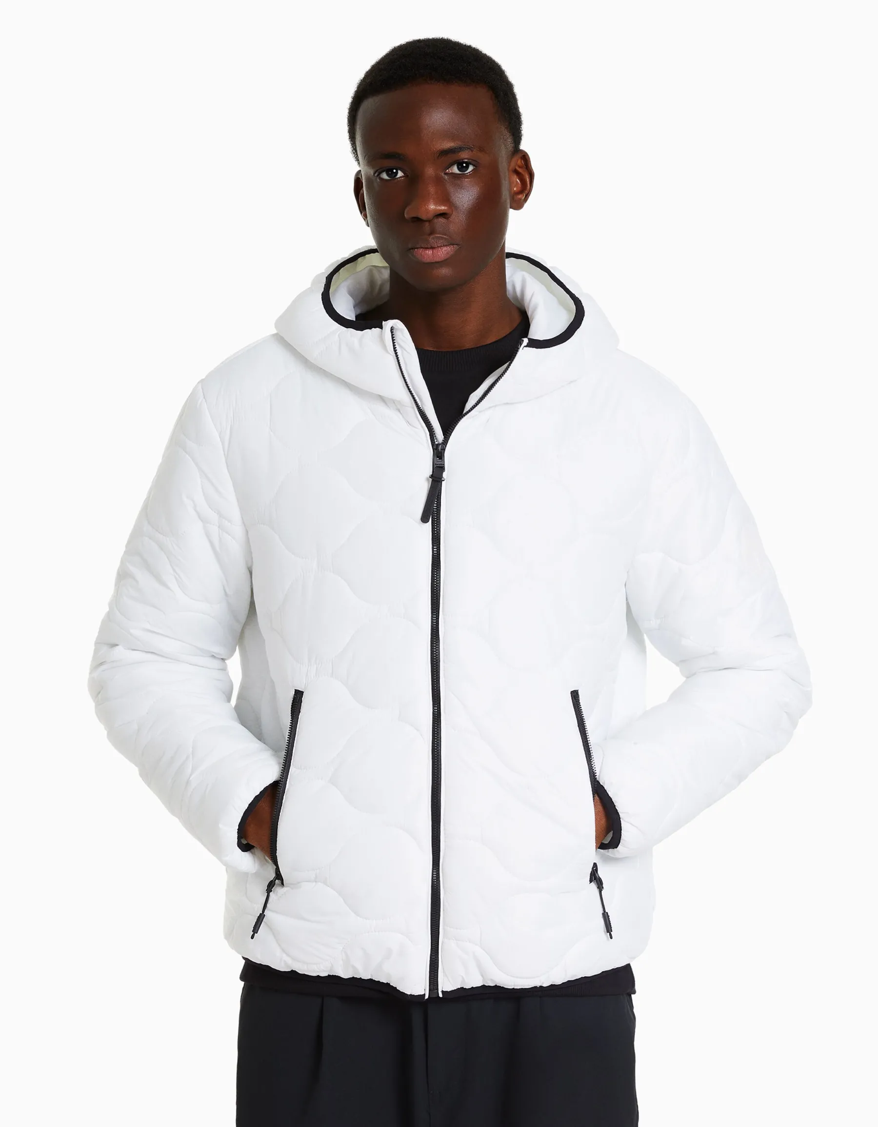 BERSHKA Doudoune rembourré léger Blanc Shop