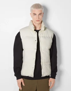 BERSHKA Doudoune sans manches Blanc cassé Flash Sale